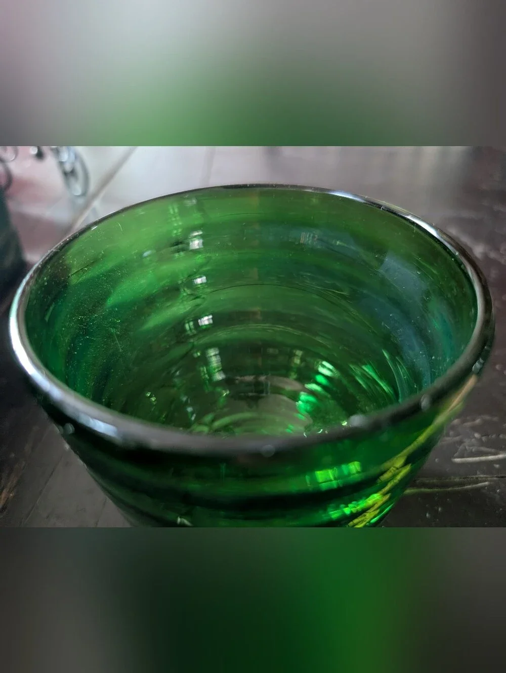 Vintage Mid-Century Florist Emerald Green Beehive Glass Vase Planter Bowl Decor